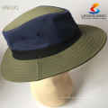 Mode Hommes Femmes Panama Hat Contraste Color Straw Ribbon Pinched Crown Rolled Trim Summer Floppy Hat Beach Cap